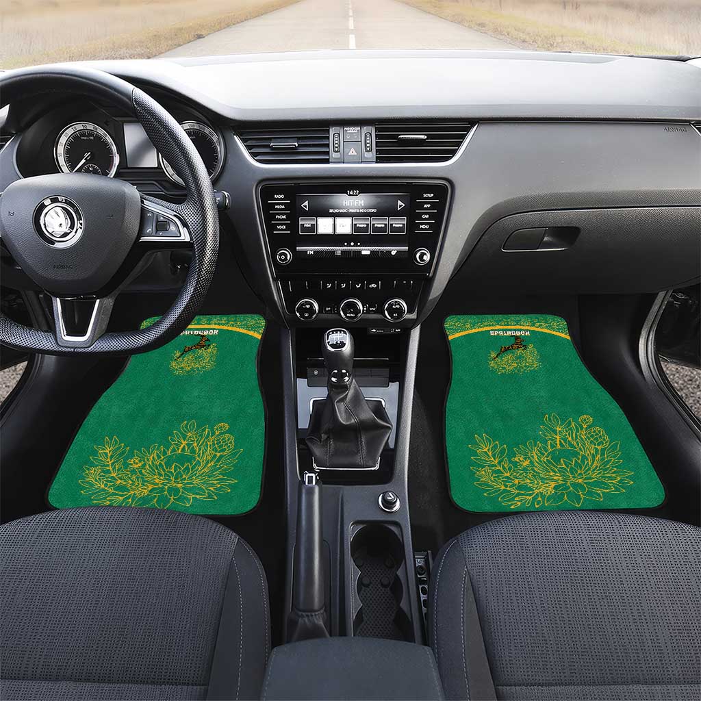 South Africa Springboks Car Mats with Tribal Antelope Design and Floral Accents