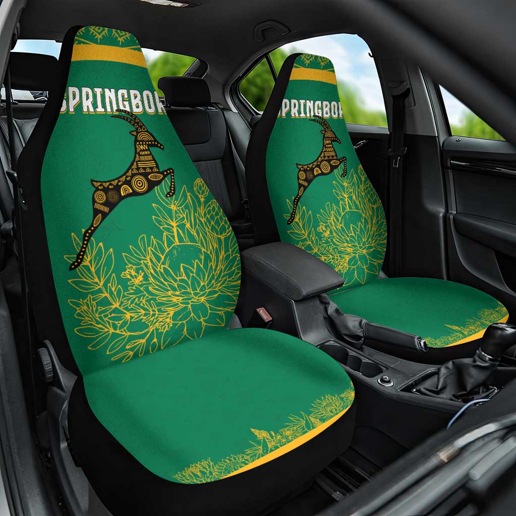 South Africa Springboks Car Seat Cover with Tribal Antelope Design and Floral Accents
