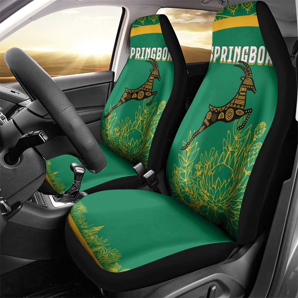 South Africa Springboks Car Seat Cover with Tribal Antelope Design and Floral Accents