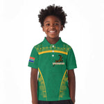 South Africa Springboks Kid Polo Shirt with Tribal Antelope Design and Floral Accents