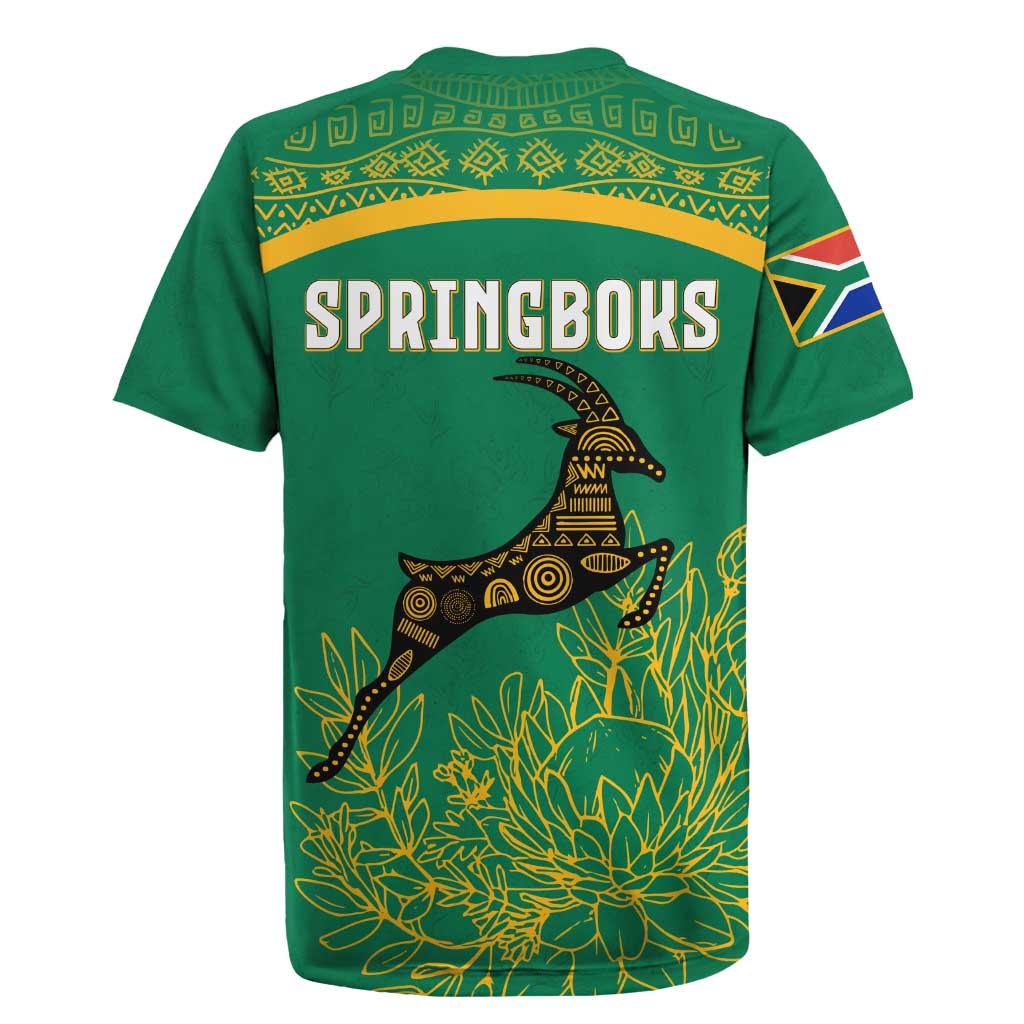 South Africa Springboks Rugby Jersey with Tribal Antelope Design and Floral Accents