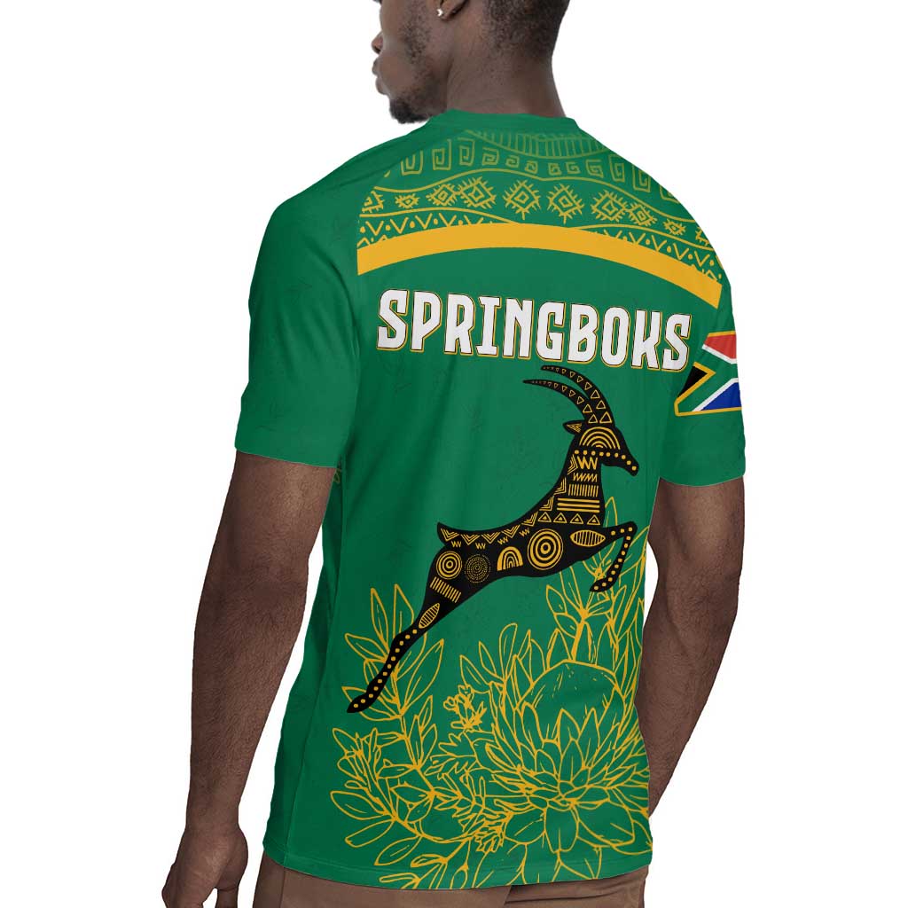 South Africa Springboks Rugby Jersey with Tribal Antelope Design and Floral Accents