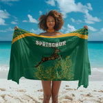 South Africa Springboks Sarong with Tribal Antelope Design and Floral Accents