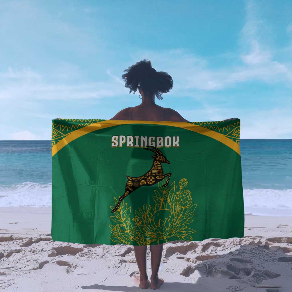 South Africa Springboks Sarong with Tribal Antelope Design and Floral Accents