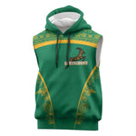 South Africa Springboks Sleeveless Hoodie with Tribal Antelope Design and Floral Accents - African Pride