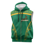 South Africa Springboks Sleeveless Zip Hoodie with Tribal Antelope Design and Floral Accents - African Pride