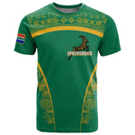 South Africa Springboks T shirt with Tribal Antelope Design and Floral Accents