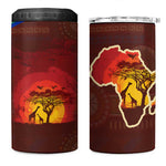 African Sunset 4 in 1 Can Cooler Tumbler Tribal Pattern Continent Silhouette - Rainbow Arc Safari Scene