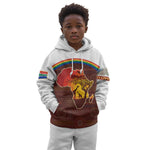 African Sunset Kid Hoodie Tribal Pattern Continent Silhouette - Rainbow Arc Safari Scene