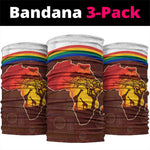 African Sunset Neck Gaiter Tribal Pattern Continent Silhouette - Rainbow Arc Safari Scene TS04