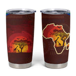 African Sunset Tumbler Cup Tribal Pattern Continent Silhouette - Rainbow Arc Safari Scene