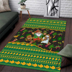 Jamaica Christmas Area Rug Rasta Santa Snowman Gingerbread Drummer Palm Trees - African Pride