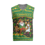 Jamaica Christmas Knitted V-Neck Vest Rasta Santa Snowman Gingerbread Drummer Palm Trees - African Pride
