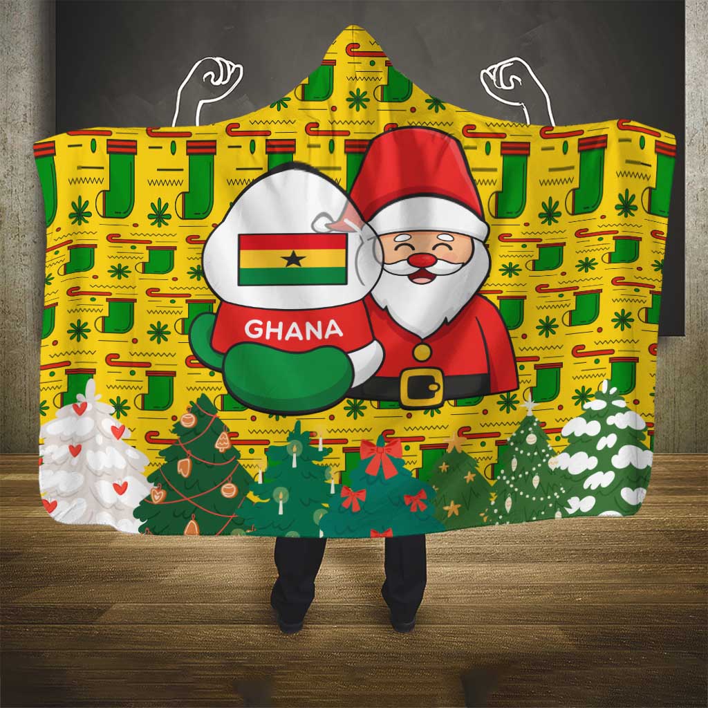 Ghana Christmas Hooded Blanket Santa Ornament National Coat of Arms and Festive - African Pride