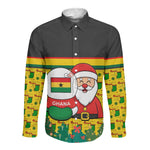 Ghana Christmas Long Sleeve Button Shirt Santa Ornament National Coat of Arms and Festive - African Pride