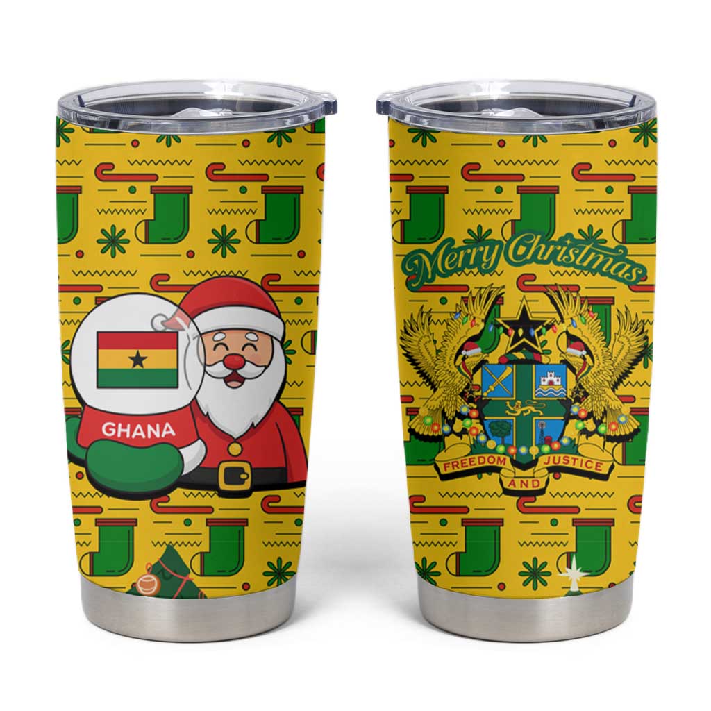 Ghana Christmas Tumbler Cup Santa Ornament National Coat of Arms and Festive - African Pride