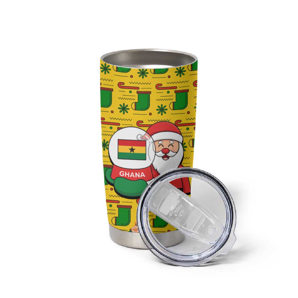Ghana Christmas Tumbler Cup Santa Ornament National Coat of Arms and Festive - African Pride