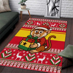Ghana Christmas Area Rug Monkey Holding Gift Ghana Map and Festive - African Pride
