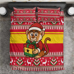 Ghana Christmas Bedding Set Monkey Holding Gift Ghana Map and Festive - African Pride