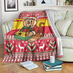 Ghana Christmas Blanket Monkey Holding Gift Ghana Map and Festive - African Pride