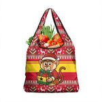 Ghana Christmas Grocery Bag Monkey Holding Gift Ghana Map and Festive - African Pride
