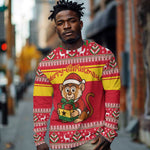 Ghana Christmas Long Sleeve Shirt Monkey Holding Gift Ghana Map and Festive - African Pride