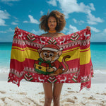 Ghana Christmas Sarong Monkey Holding Gift Ghana Map and Festive - African Pride