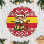 Ghana Christmas Tree Skirt Monkey Holding Gift Ghana Map and Festive - African Pride