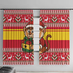 Ghana Christmas Window Curtain Monkey Holding Gift Ghana Map and Festive - African Pride