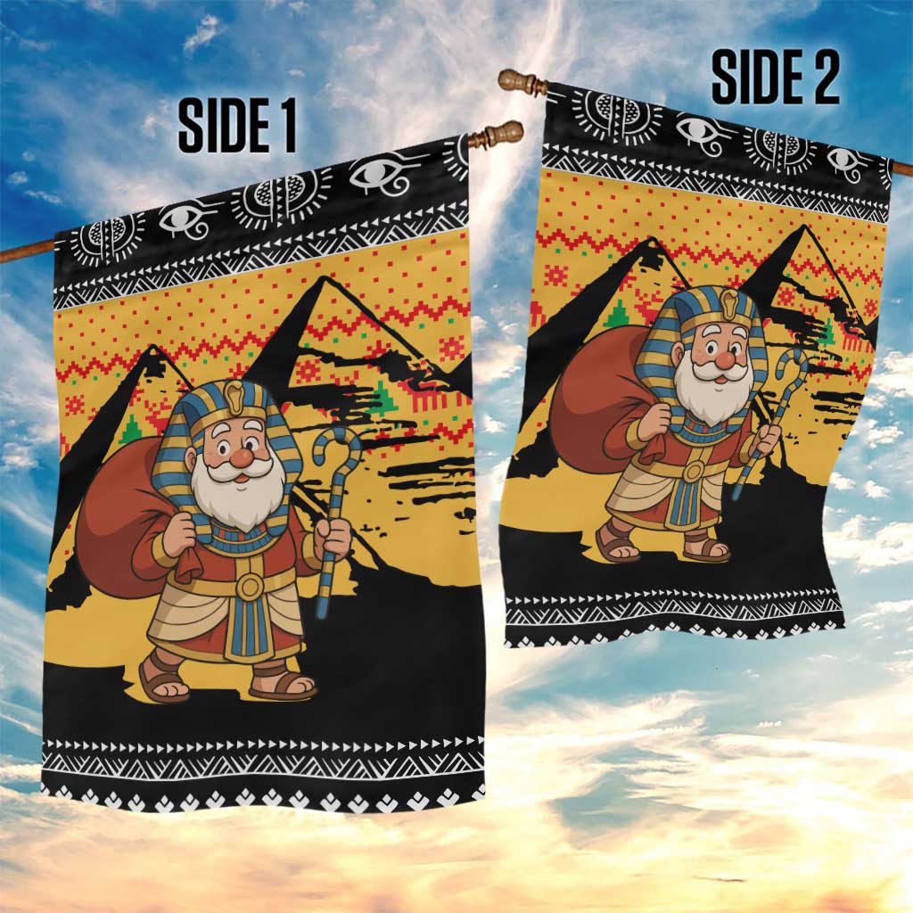 Egypt Christmas Garden Flag Pharaoh Santa Pyramids Eye of Horus and Ancient Egyptian - African Pride
