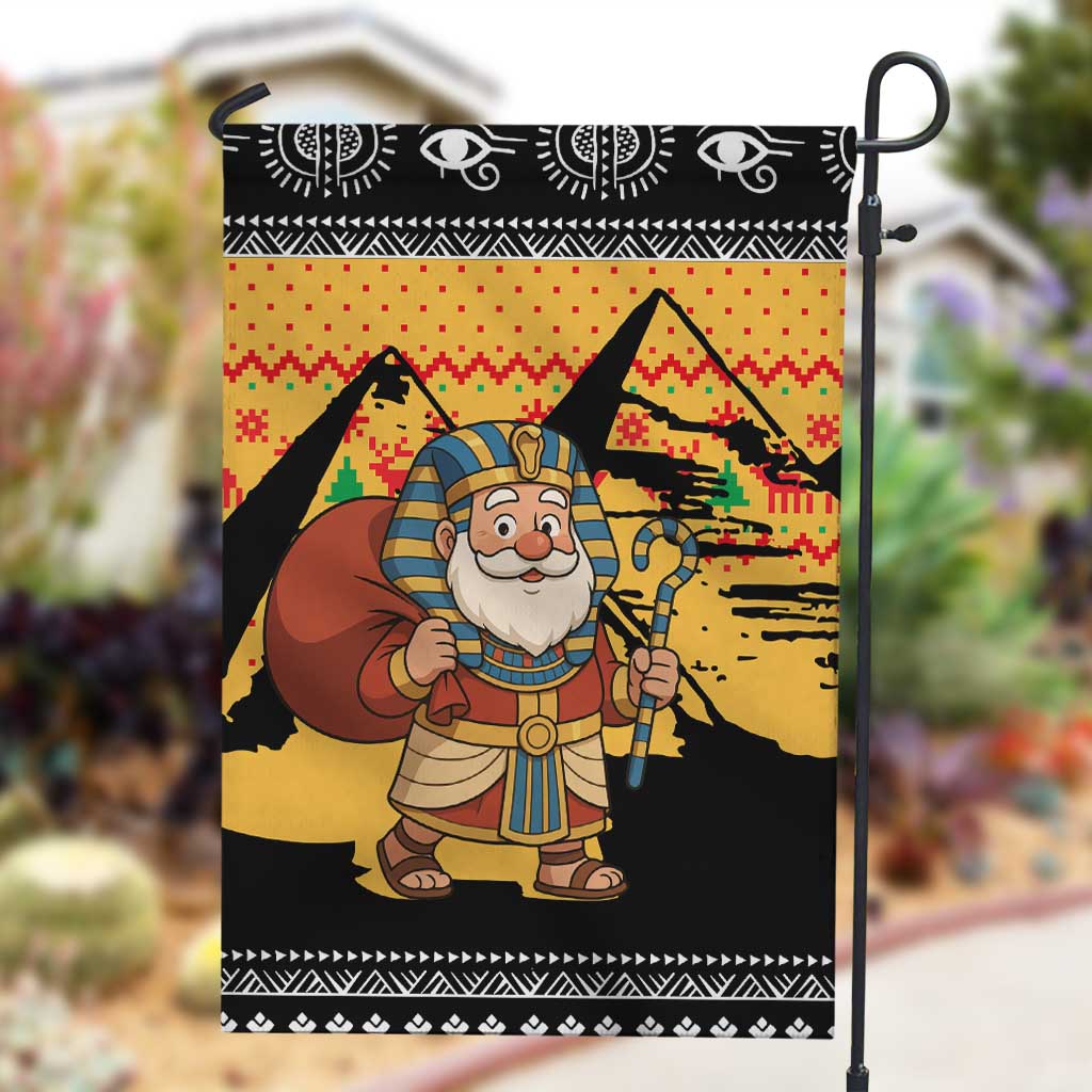 Egypt Christmas Garden Flag Pharaoh Santa Pyramids Eye of Horus and Ancient Egyptian - African Pride