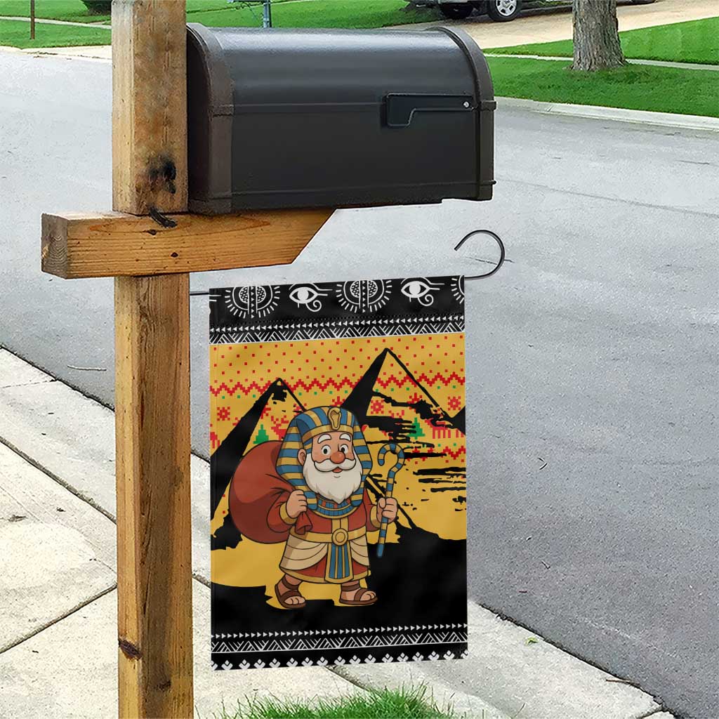 Egypt Christmas Garden Flag Pharaoh Santa Pyramids Eye of Horus and Ancient Egyptian - African Pride