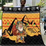 Egypt Christmas Quilt Pharaoh Santa Pyramids Eye of Horus and Ancient Egyptian - African Pride