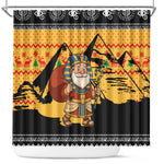 Egypt Christmas Shower Curtain Pharaoh Santa Pyramids Eye of Horus and Ancient Egyptian - African Pride