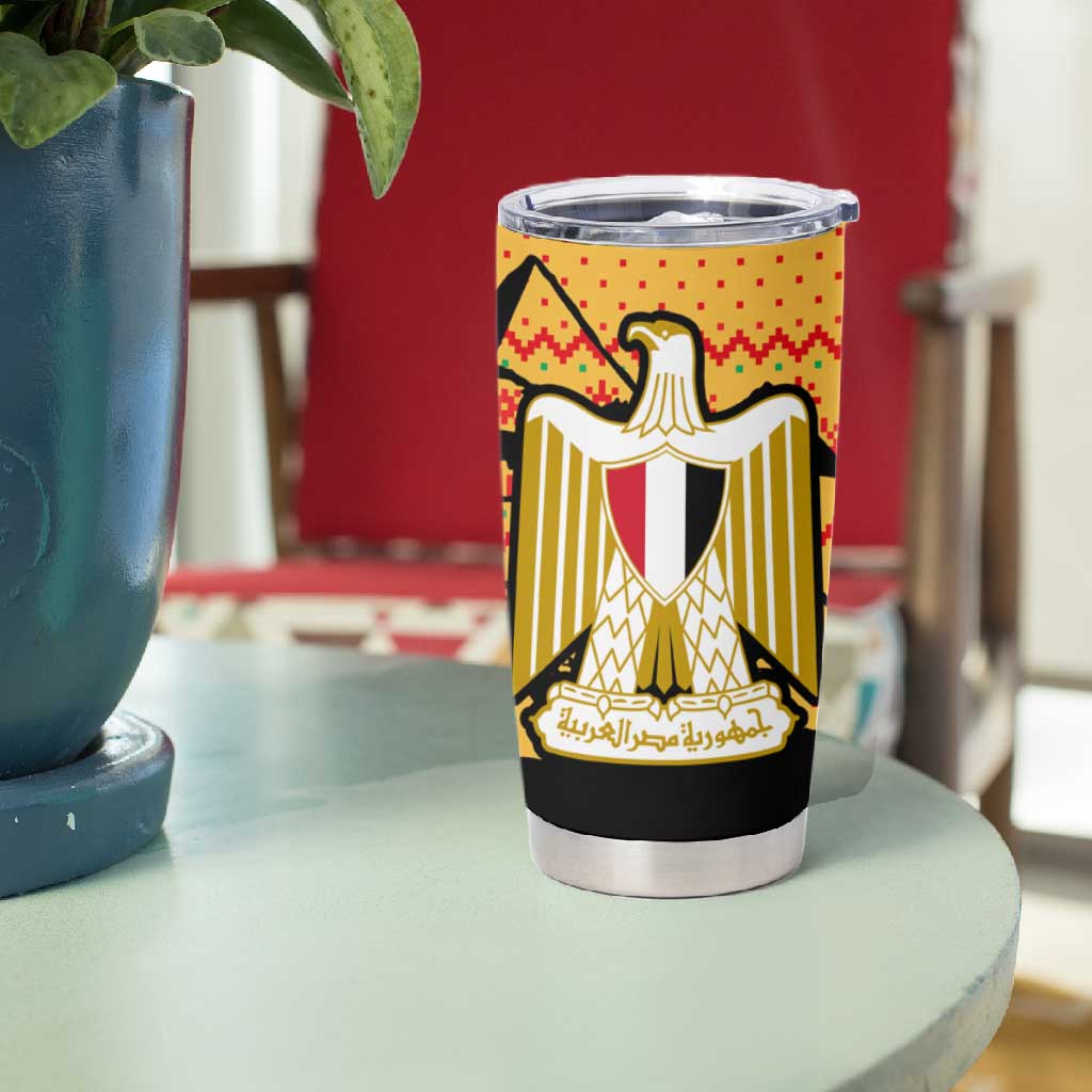 Egypt Christmas Tumbler Cup Pharaoh Santa Pyramids Eye of Horus and Ancient Egyptian - African Pride