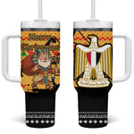Egypt Christmas Tumbler With Handle Pharaoh Santa Pyramids Eye of Horus and Ancient Egyptian - African Pride