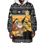Egypt Christmas Wearable Blanket Hoodie Pharaoh Santa Pyramids Eye of Horus and Ancient Egyptian - African Pride