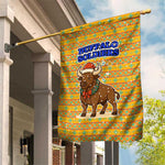 Buffalo Soldiers Christmas Garden Flag Yellow Cartoon Buffalo Santa Hat Design - African Pride