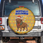Buffalo Soldiers Christmas Spare Tire Cover Yellow Cartoon Buffalo Santa Hat Design - African Pride
