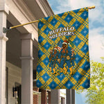Buffalo Soldiers Christmas Garden Flag Blue Yellow Plaid Parade Illustration Design - African Pride