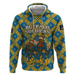 Buffalo Soldiers Christmas Hoodie Blue Yellow Plaid Parade Illustration Design - African Pride