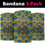 Buffalo Soldiers Christmas Neck Gaiter Blue Yellow Plaid Parade Illustration Design - African Pride