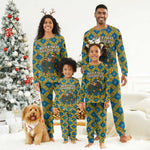 Buffalo Soldiers Christmas Pajama Set Blue Yellow Plaid Parade Illustration Design - African Pride