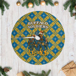 Buffalo Soldiers Christmas Tree Skirt Blue Yellow Plaid Parade Illustration Design - African Pride