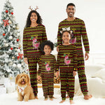 Uganda Christmas Pajama Set Flamingo Lights Uganda Flag and Black Red Yellow - African Pride