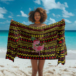 Uganda Christmas Sarong Flamingo Lights Uganda Flag and Black Red Yellow - African Pride