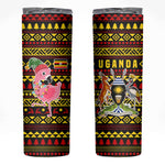 Uganda Christmas Skinny Tumbler Flamingo Lights Uganda Flag and Black Red Yellow - African Pride
