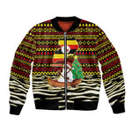 Uganda Christmas Bomber Jacket Santa in Canoe Christmas Tree Uganda Map Flag - African Pride