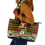 Uganda Christmas Leather Tote Bag Santa in Canoe Christmas Tree Uganda Map Flag - African Pride