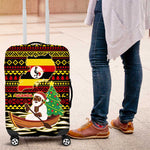 Uganda Christmas Luggage Cover Santa in Canoe Christmas Tree Uganda Map Flag - African Pride